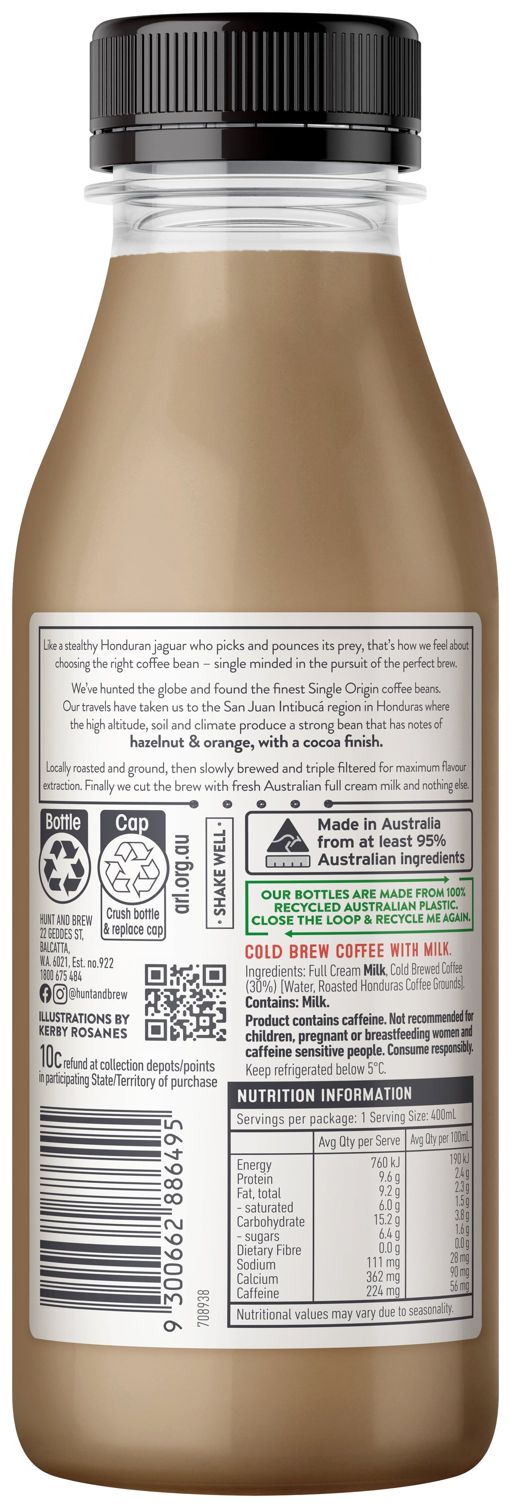 HONDURAS LACTOSE FREE COLD BREW COFFEE 400ml